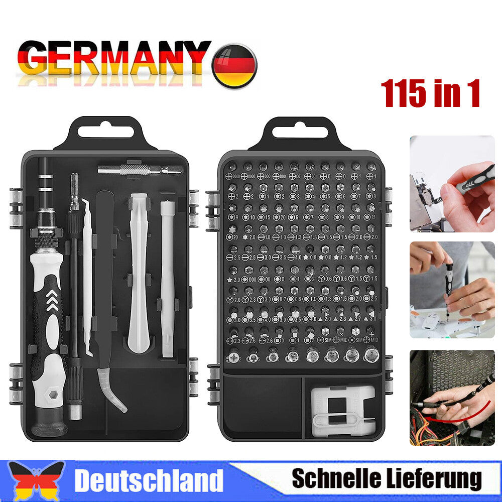 Torx Präzisions-Schraubendreher Set – Mini Bit-Set für Handy, Laptop, Uhr & Elektronik 115-tlg