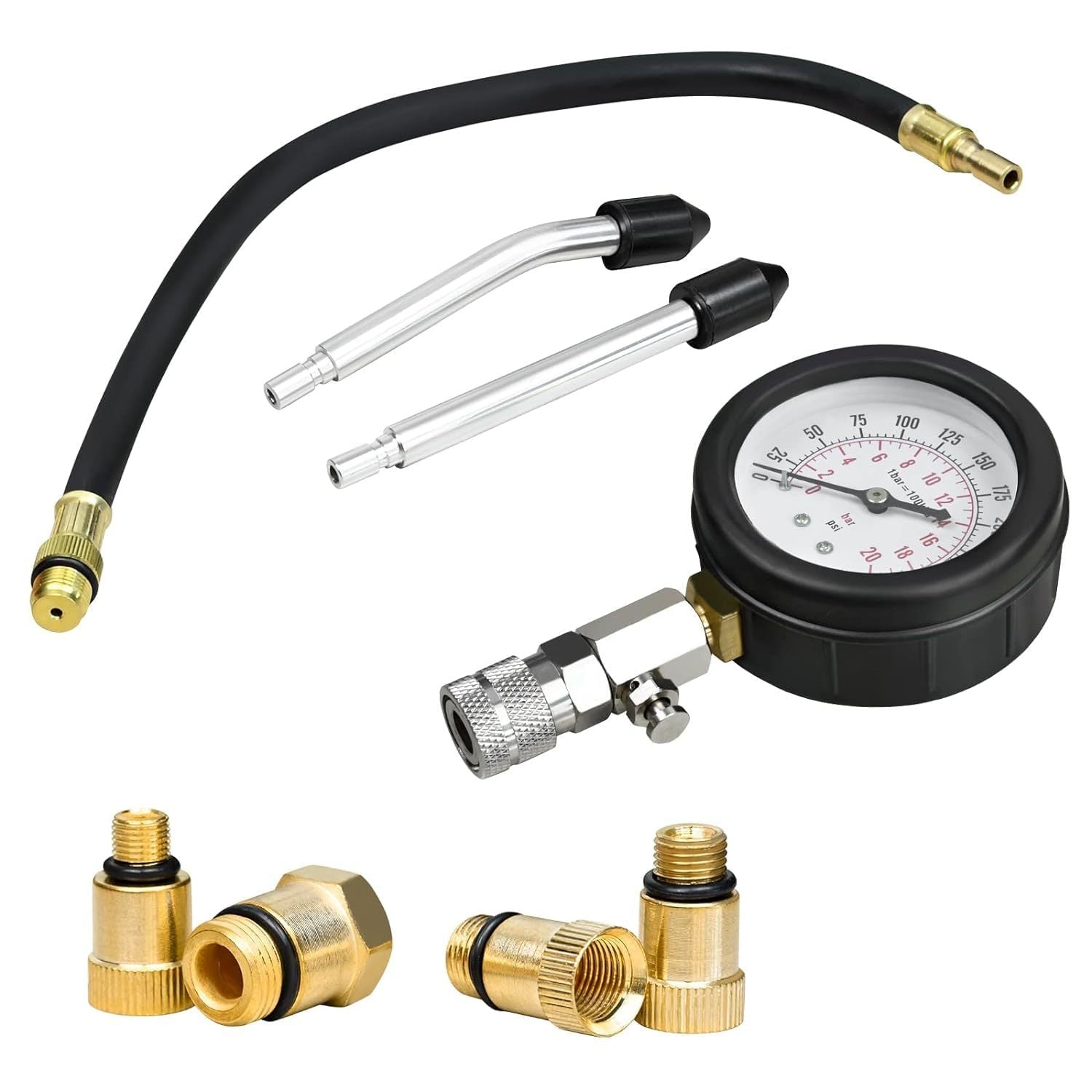 Kompressionstester Satz Benzinmotor – 0–20 Bar Druckprüfer mit Adaptern & Koffer