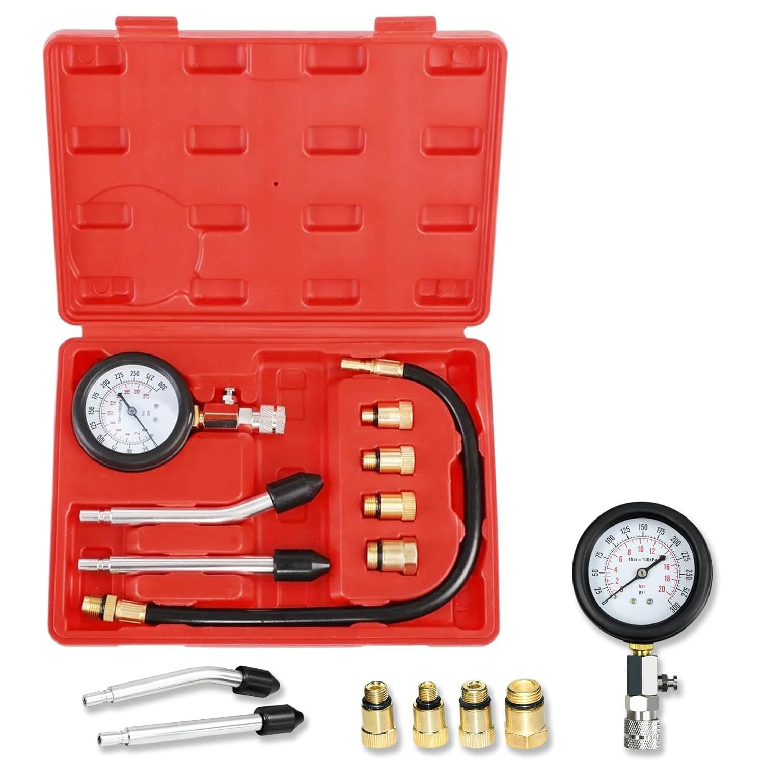 Kompressionstester Satz Benzinmotor – 0–20 Bar Druckprüfer mit Adaptern & Koffer