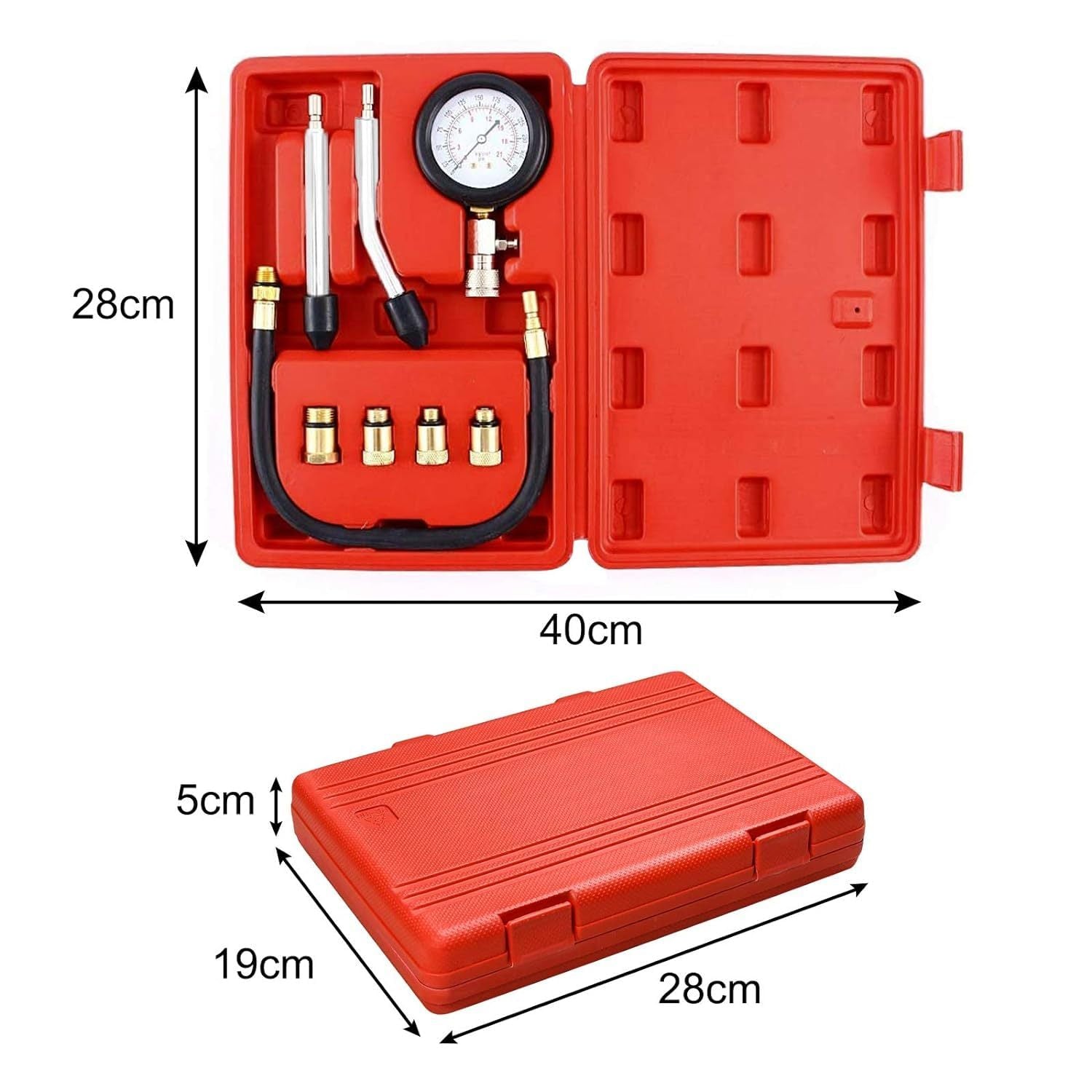 Kompressionstester Satz Benzinmotor – 0–20 Bar Druckprüfer mit Adaptern & Koffer
