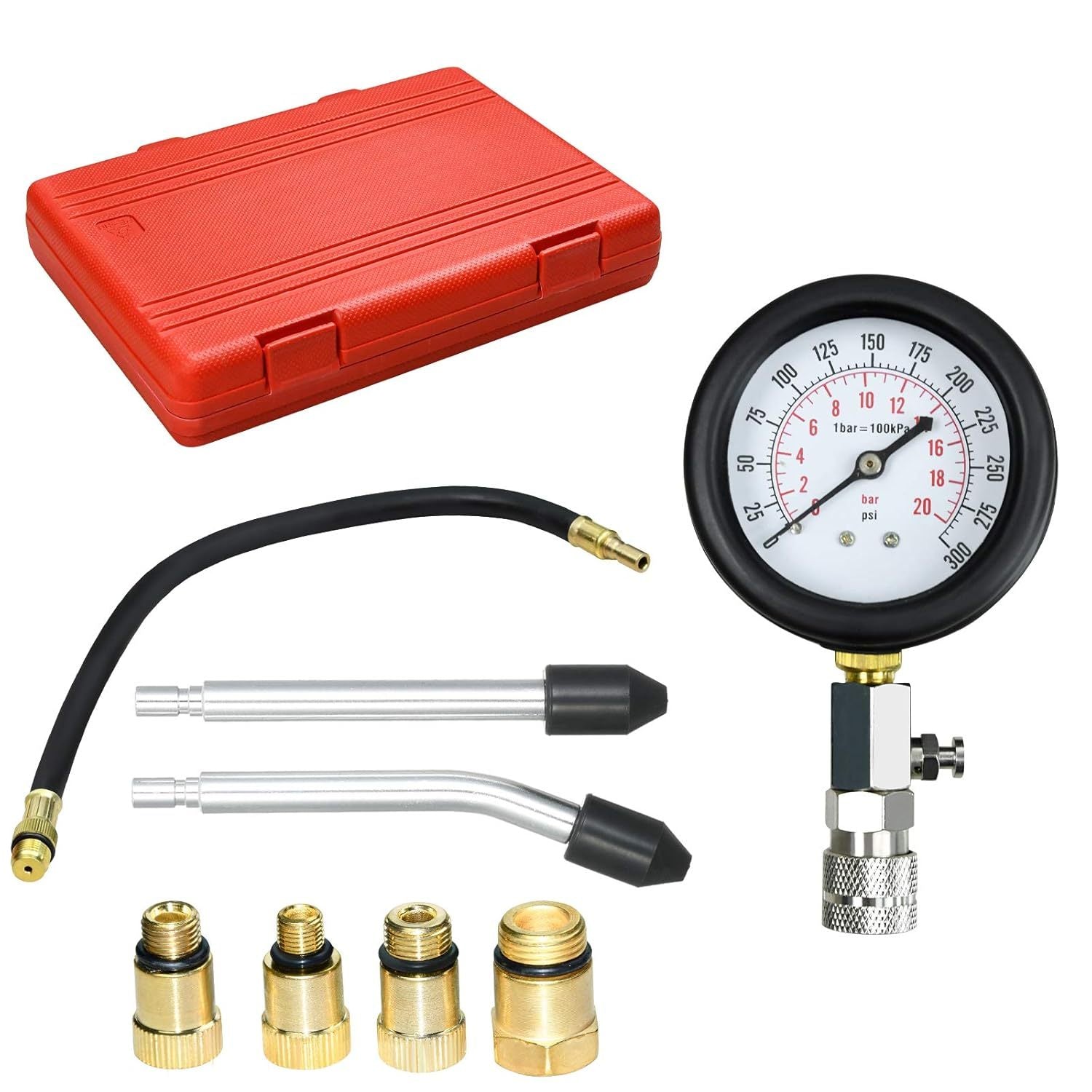 Kompressionstester Satz Benzinmotor – 0–20 Bar Druckprüfer mit Adaptern & Koffer