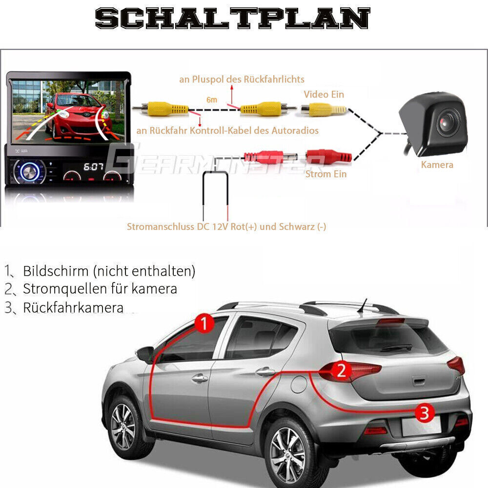 Rückfahrkamera Auto – Weitwinkel Metallgehäuse Wasserdicht – 170° Blickwinkel – DE Versand
